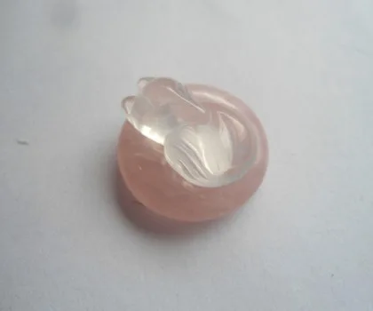 Mặt nhẫn hồ ly thạch anh hồng S6200